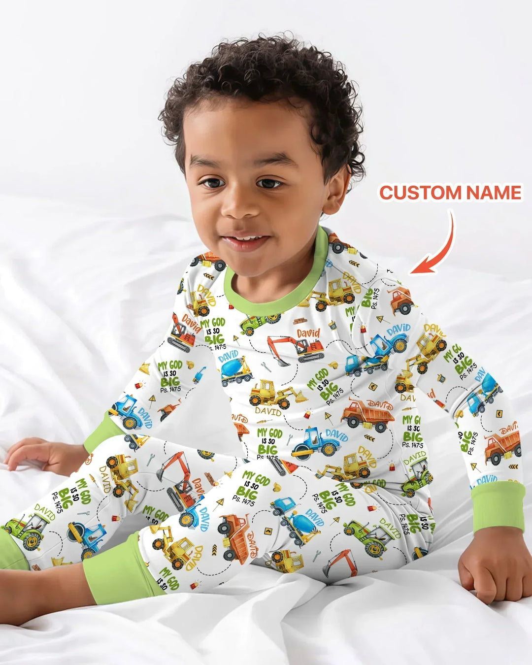 Pijama de dos piezas de bambú con manga larga y nombre personalizado "My God Is So Big"