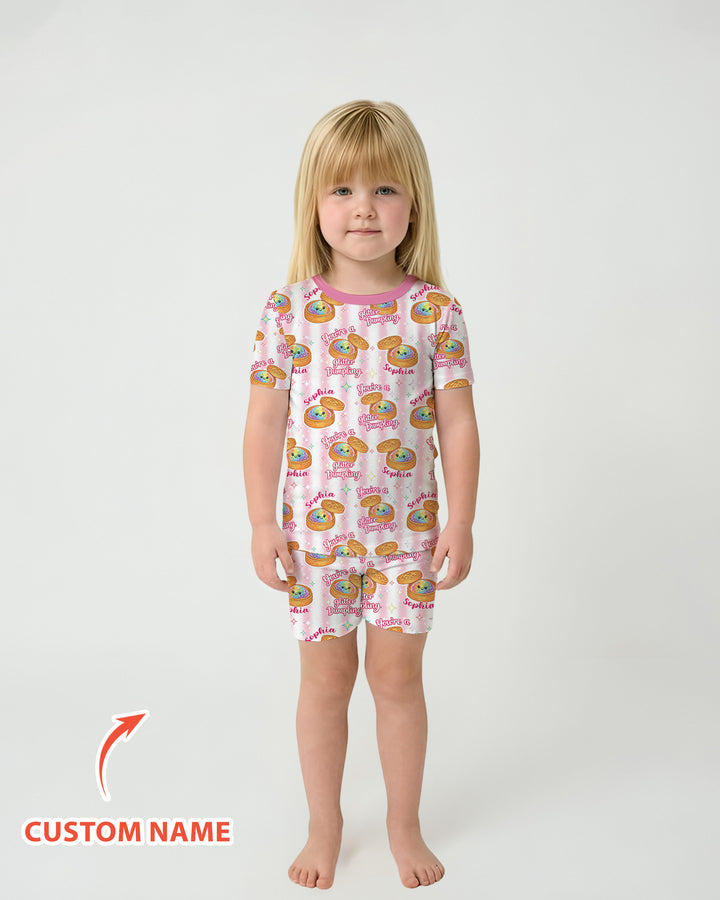 Conjunto de Pijama de Dos Piezas de Bambú con Mangas Cortas y Pantalones Cortos