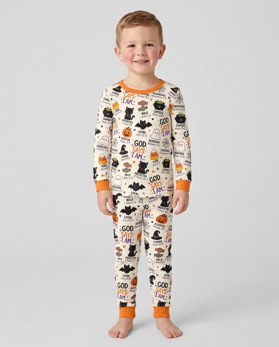 Halloween God Says I Am Bamboo Two Piece Long Sleeve Pajama Set