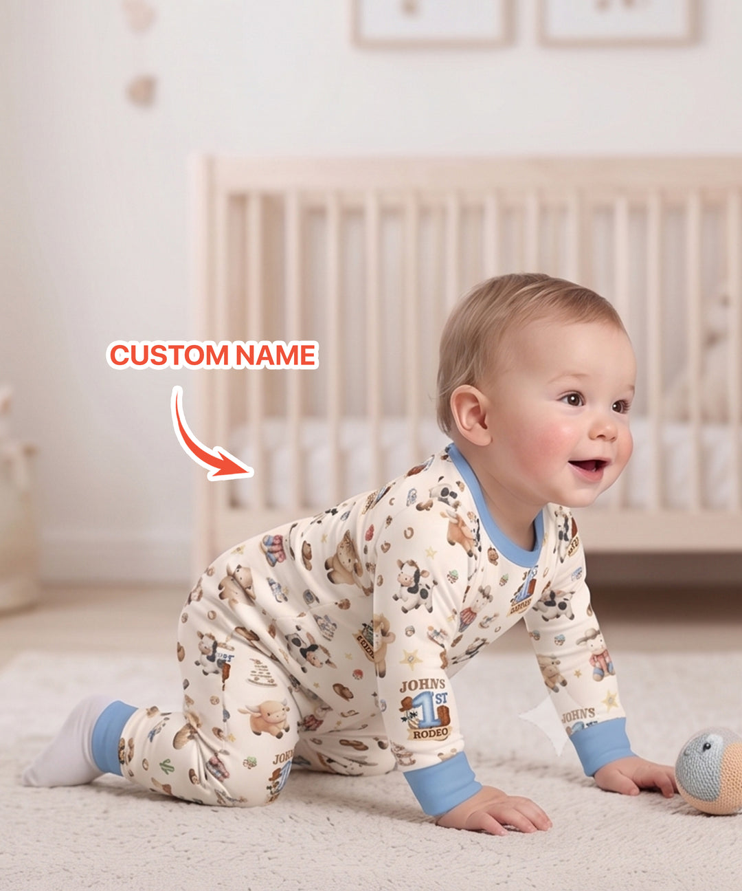 Custom Name First YeeHaw Birthday Bamboo Two Piece Long Sleeve Pajama Set