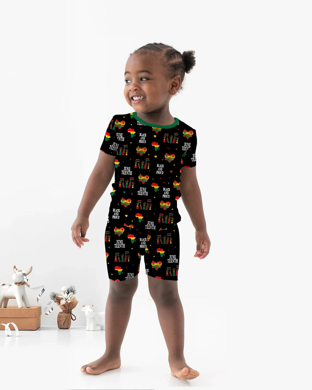 Juneteenth Black and Proud Bamboo Two Piece Short Sleeve Shorts Pajama Set