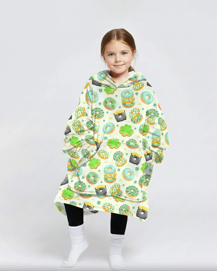 St. Patrick's Day Donut Wearable Blanket Hoodie