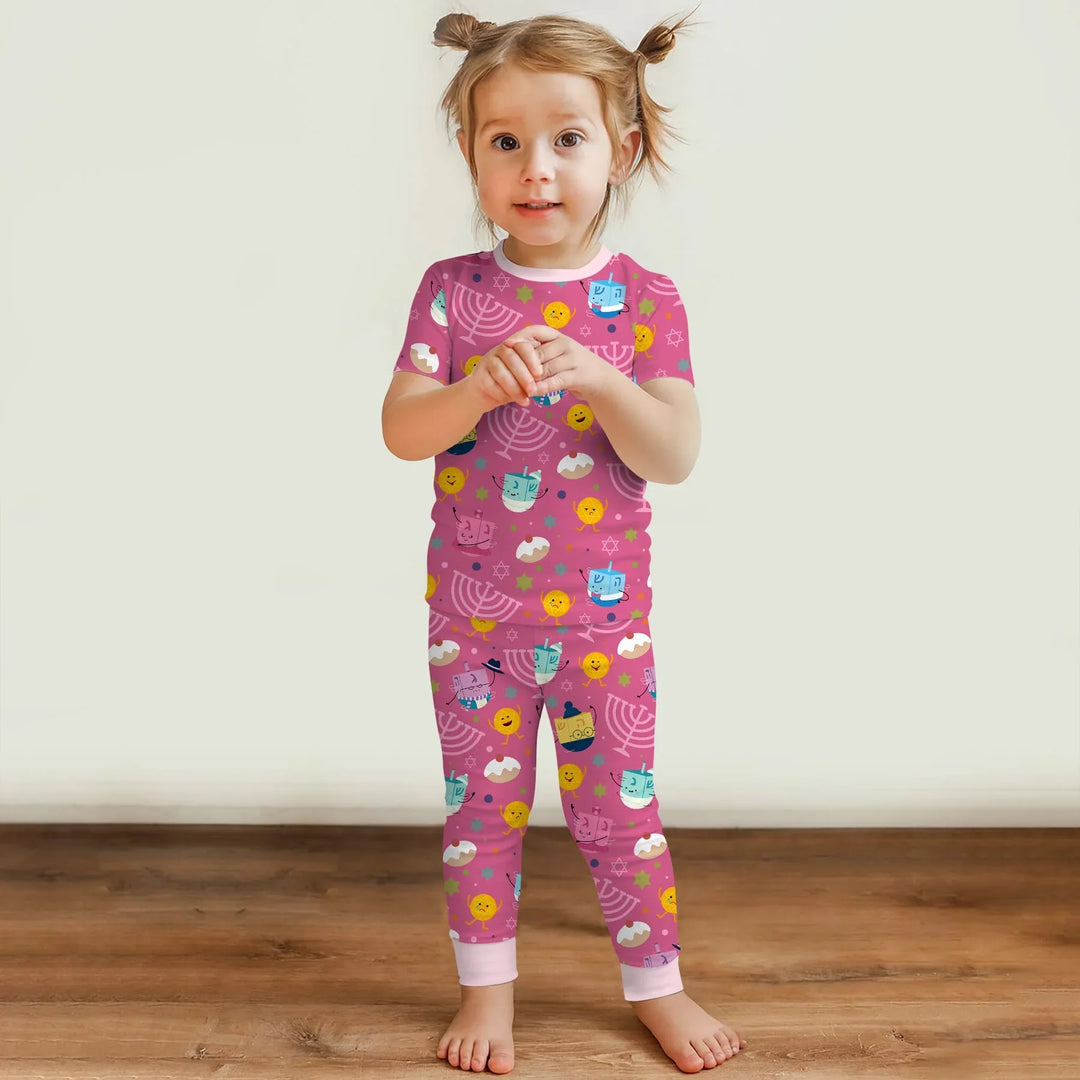 Hanukkah Little Dreidel Family Two Piece Short Sleeve Pajama Set