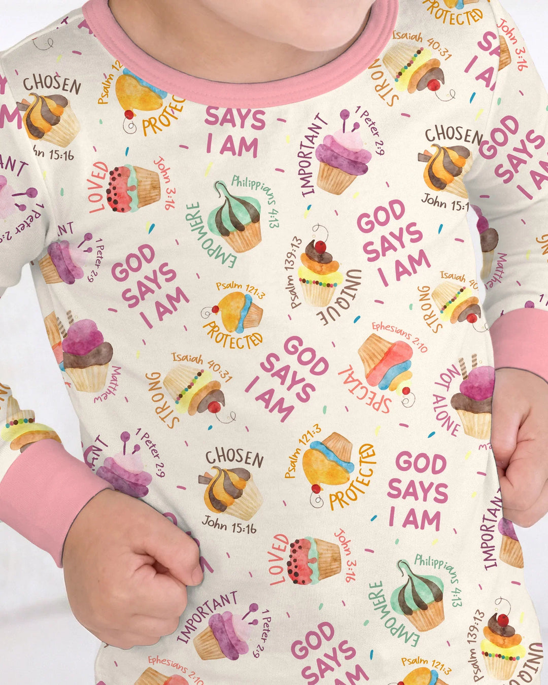 Cute Cupcake God Says I Am  Bamboo Two Piece Long Sleeve Pajama Set
