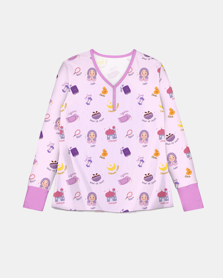 Cute Ramadhan Mubarak Women Pajama Set