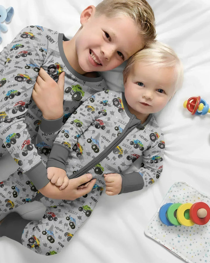 Monster Truck Dirt Jam Custom Name Daddy & Me Matching Convertible Zippy