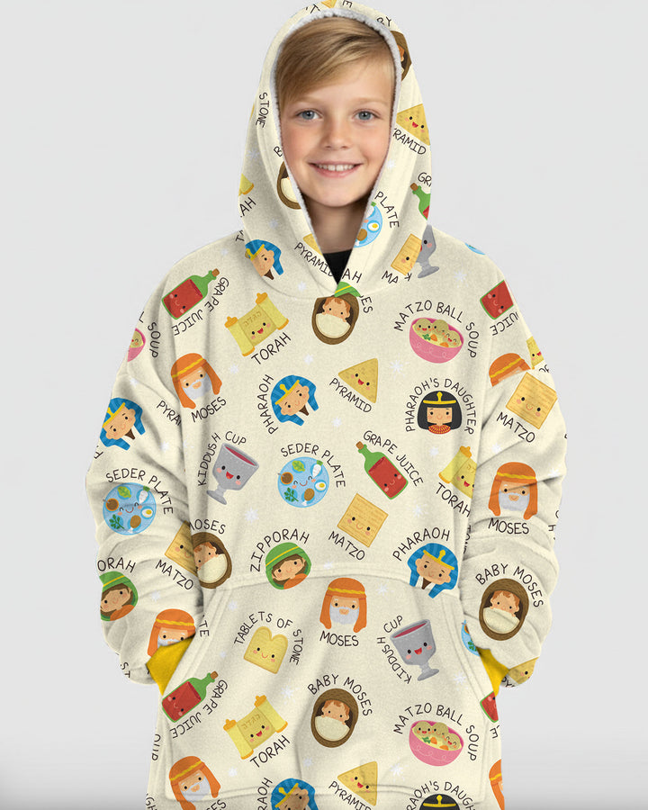 Cute Passover Characters Wearable Blanket Hoodie