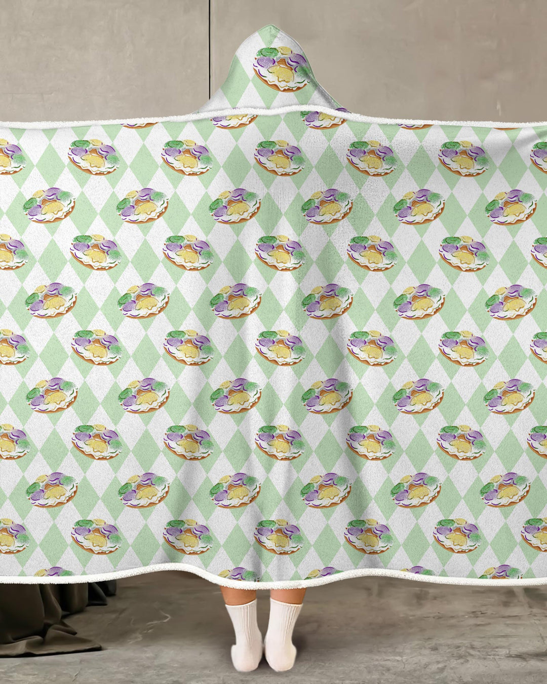 Mardi Gras Donut Wearable Hooded Blanket