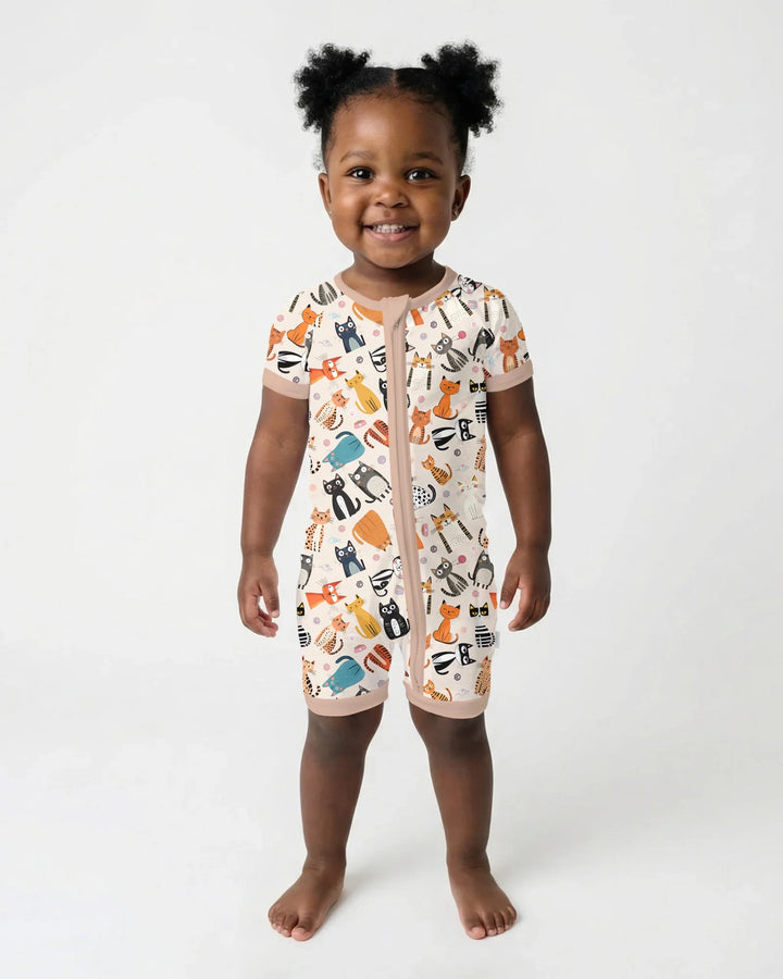 Goofy Mischief Cat Family Matching Bamboo Shorty Zippy