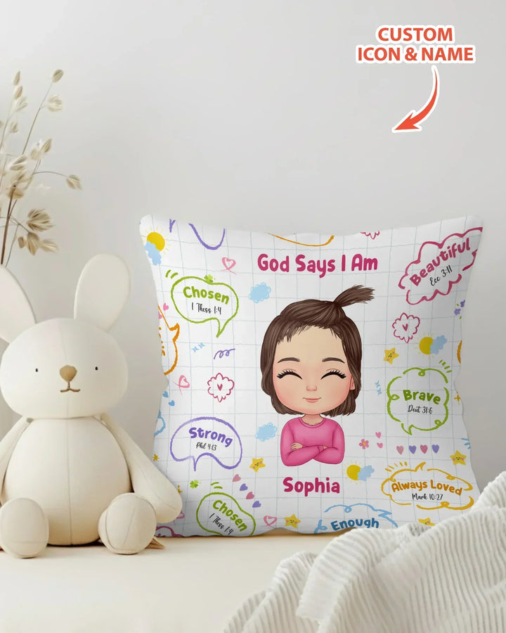 Personalized God Says I Am- Baby Girl Pillow Case