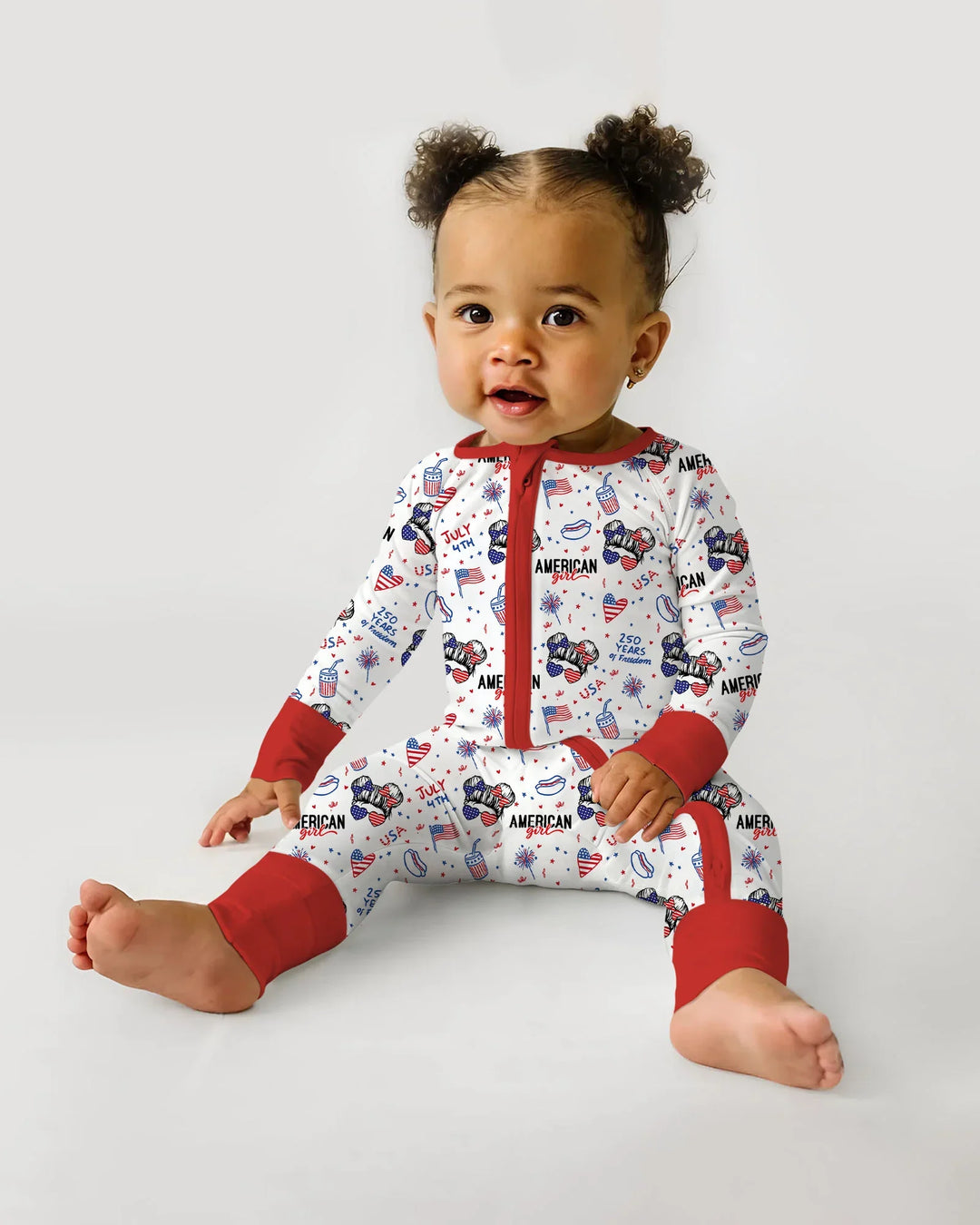 Doodle American Flag Glasses Family Matching Bamboo Convertible Zippy