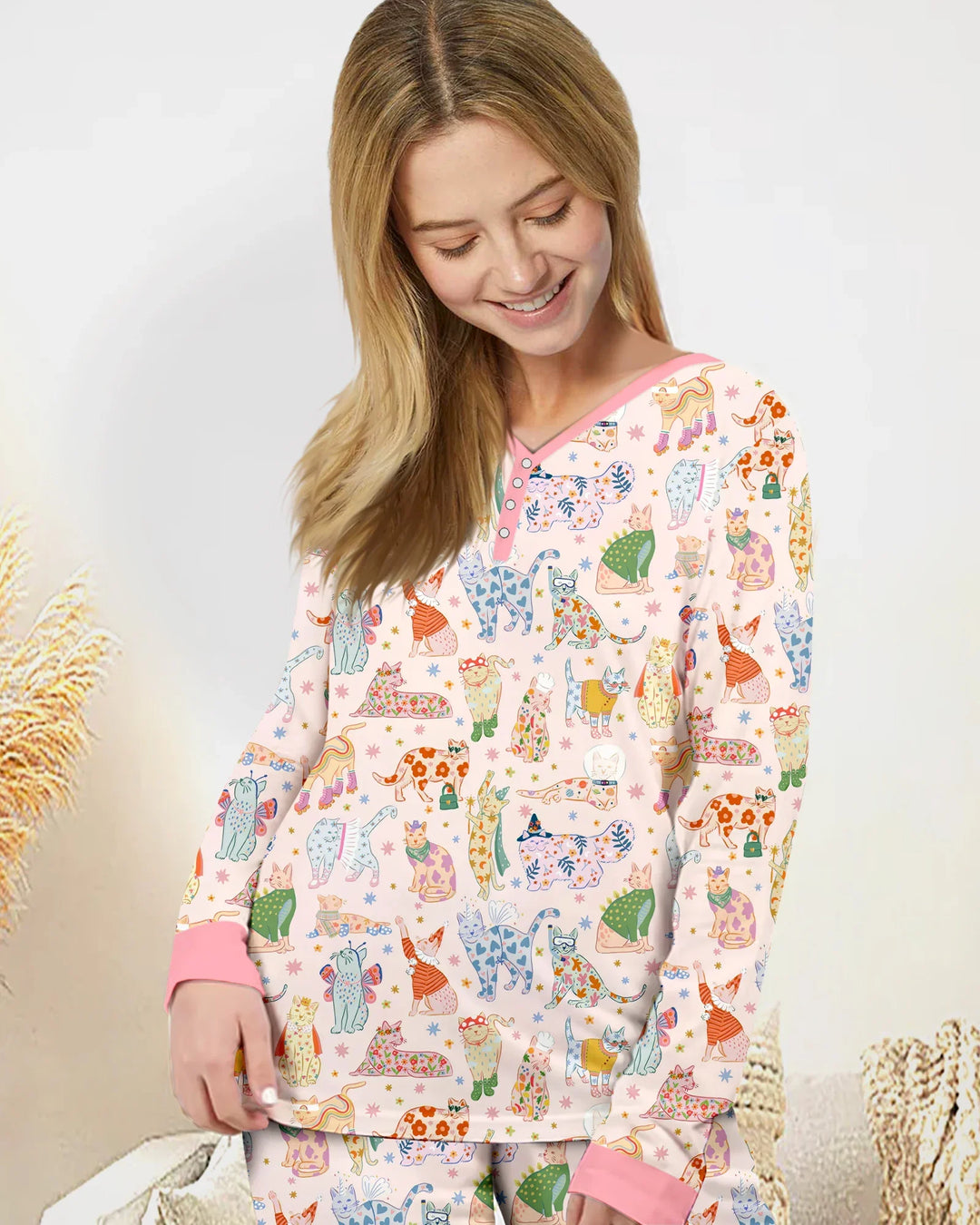Whimsical Cat Parade Women Pajama Set