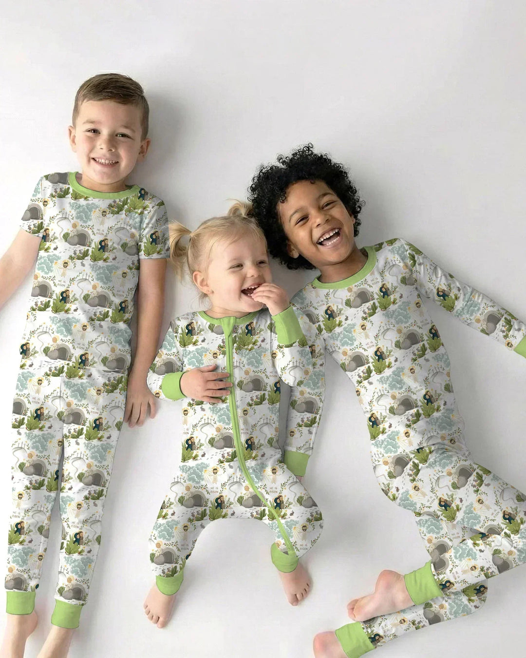 Matthew 28:1–8 He Is Risen Bamboo Two Piece Long Sleeve Pajama Set
