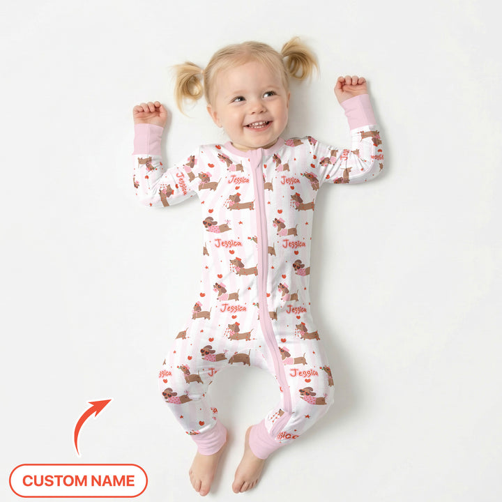 Custom Name Valentine Dachshund Family Matching Convertible Zippy
