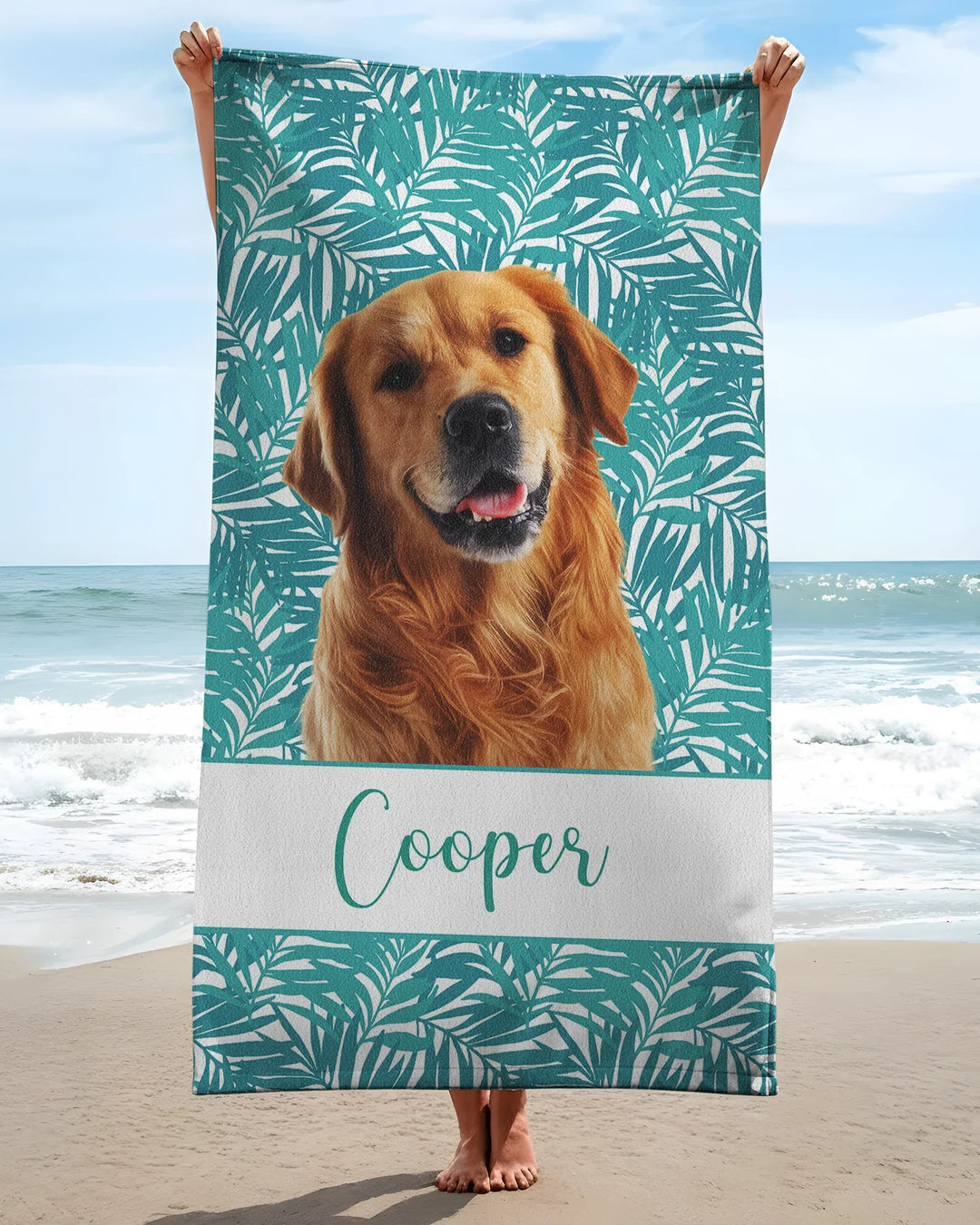 Toalla de playa de bambú para perros con foto personalizada