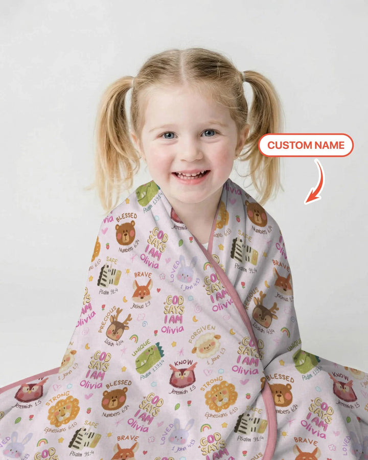 God Says I Am — Little Flock Custom Name Blanket