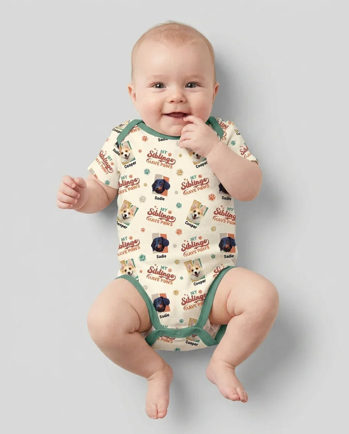 Custom Dog Photos "My Siblings Have Paws" Bamboo Bodysuit