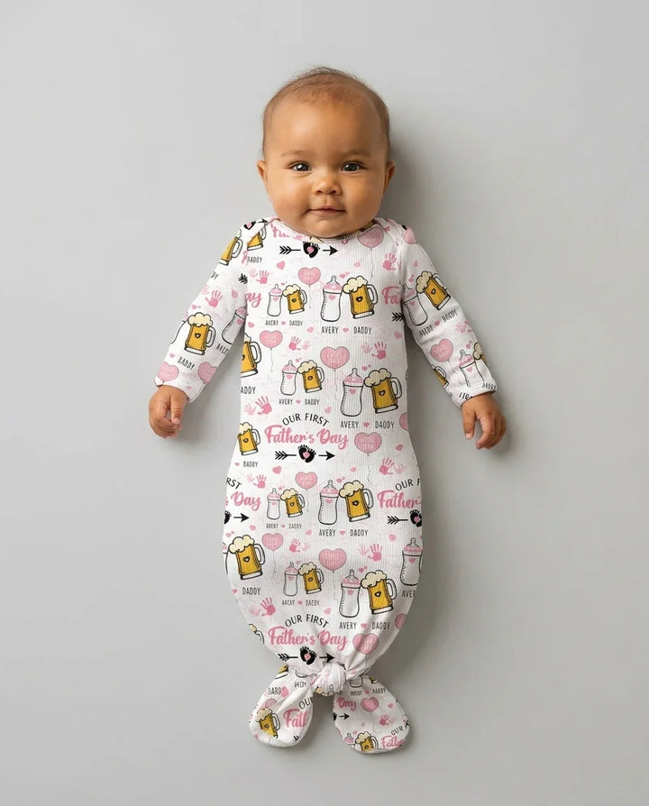 Bata con Nudo de Bambú para el Primer Día del Padre con Nombre Personalizado