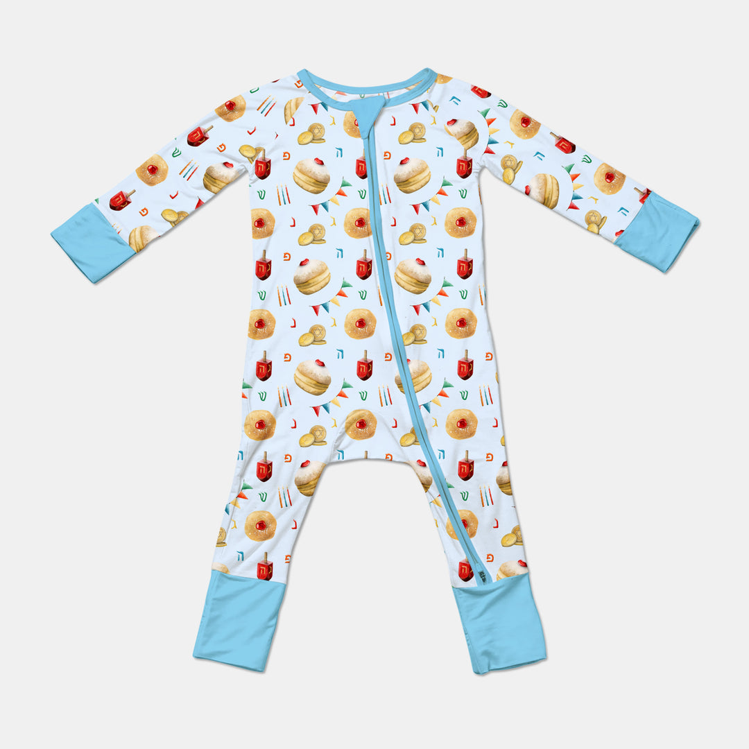 Hanukkah Donuts Convertible Zippy , Hanukkah Donuts Convertible Zippy - 0-3M / Blue