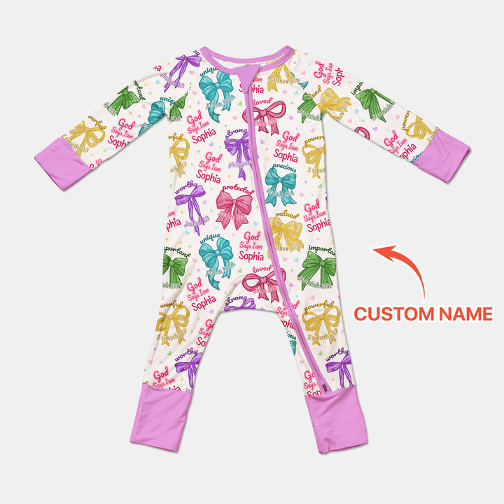 God Says I Am Bow Blessings Custom Name Convertible Zippy