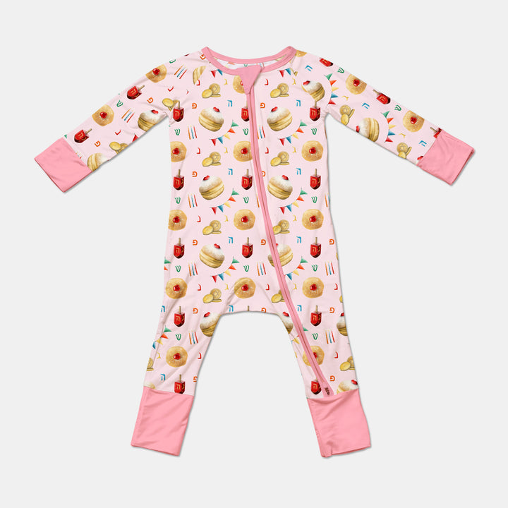 Hanukkah Donuts Convertible Zippy , Hanukkah Donuts Convertible Zippy - 0-3M / Pink