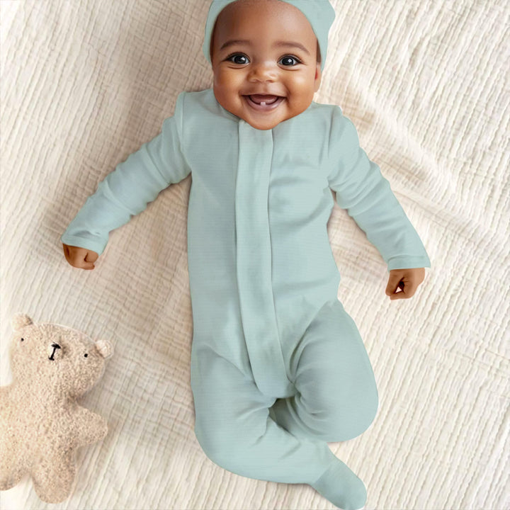 Sage Magnetic Footie Romper