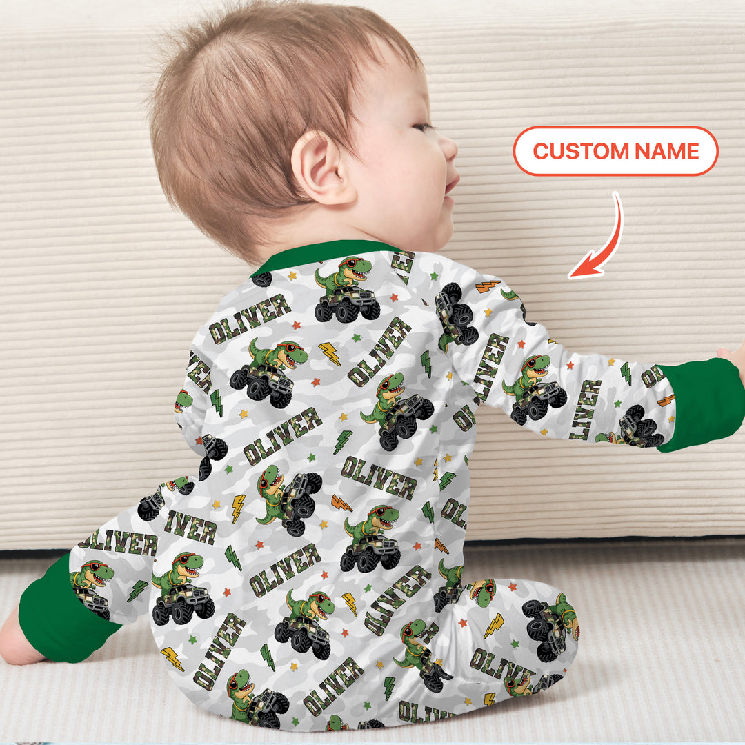 Custom Name Camo Trucker Dino Convertible Zippy