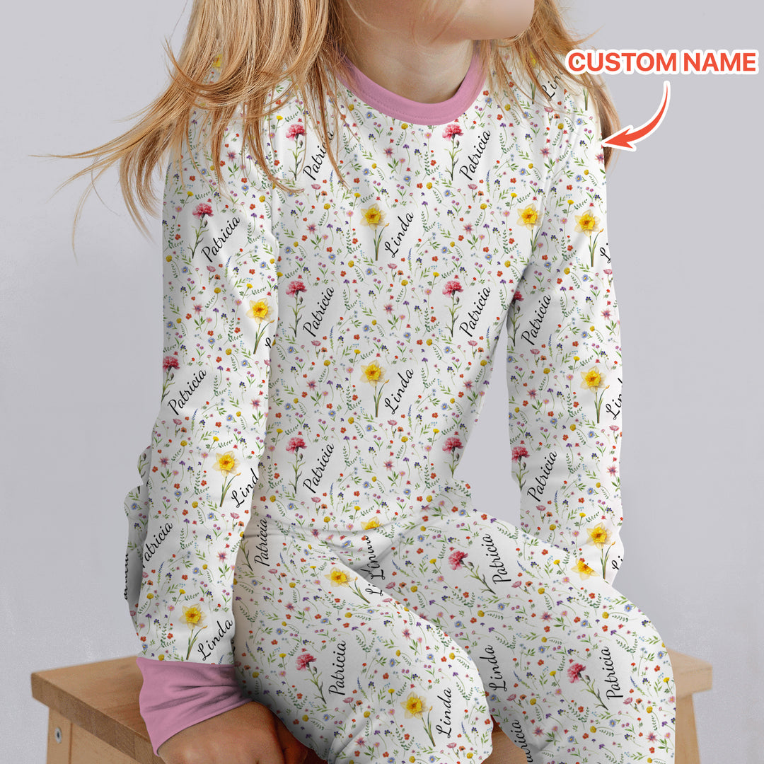 Zweiteiliges Langarm-Pyjama-Set mit Sommerfrüchten