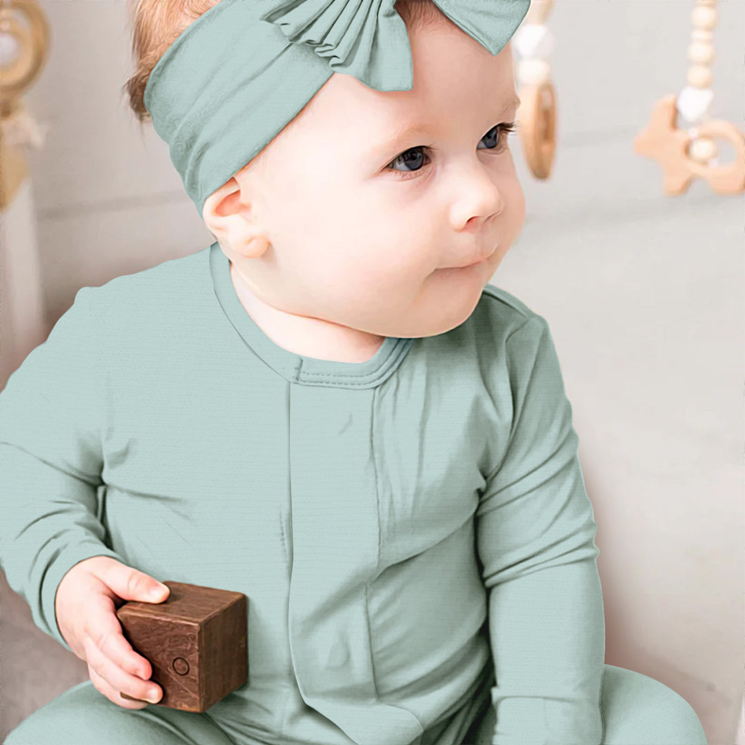 Sage Magnetic Footie Romper