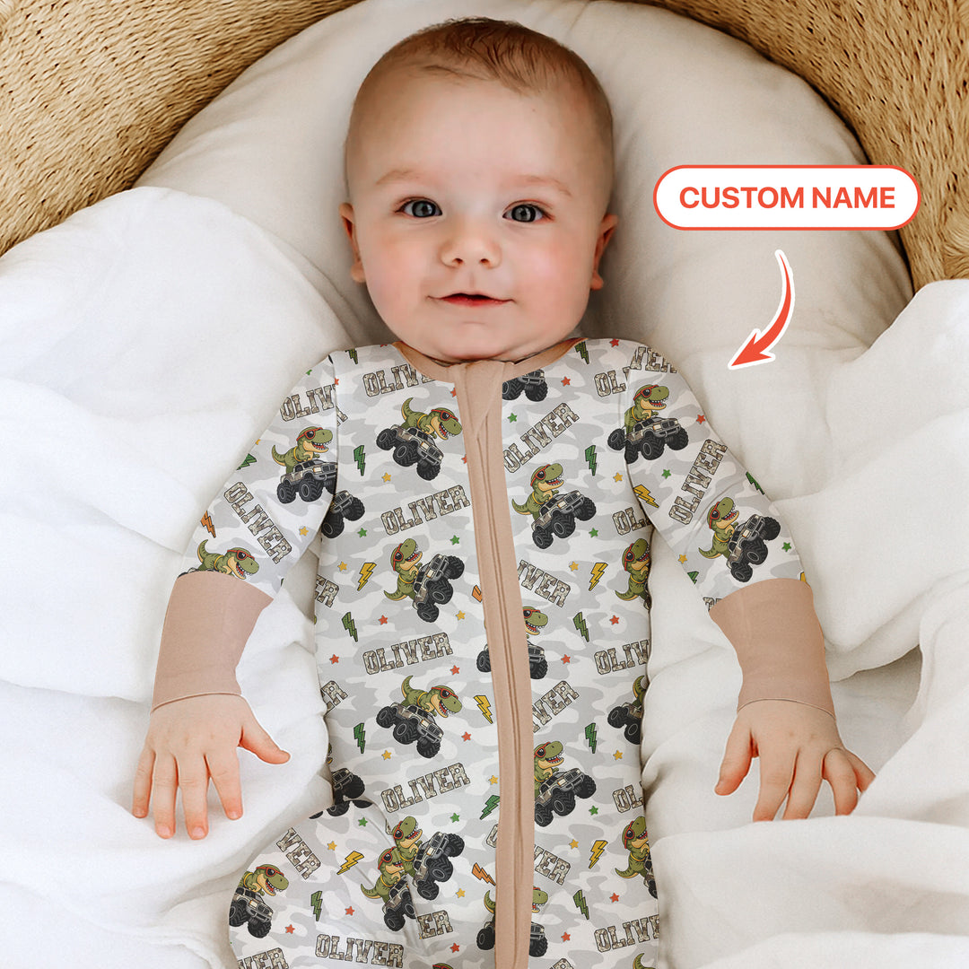 Custom Name Camo Trucker Dino Convertible Zippy