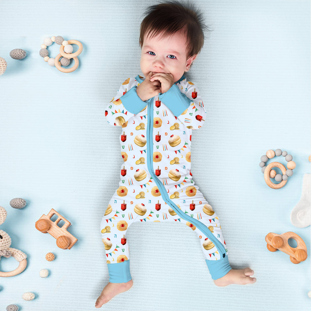 Hanukkah Donuts Convertible Zippy , Hanukkah Donuts Convertible Zippy - 0-3M / Blue
