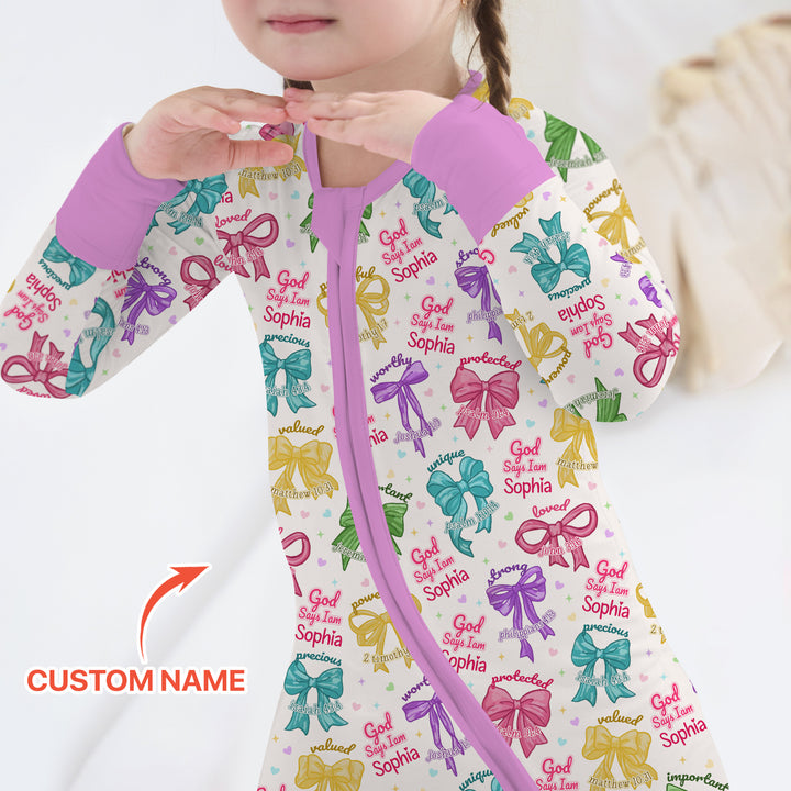 God Says I Am Bow Blessings Custom Name Convertible Zippy