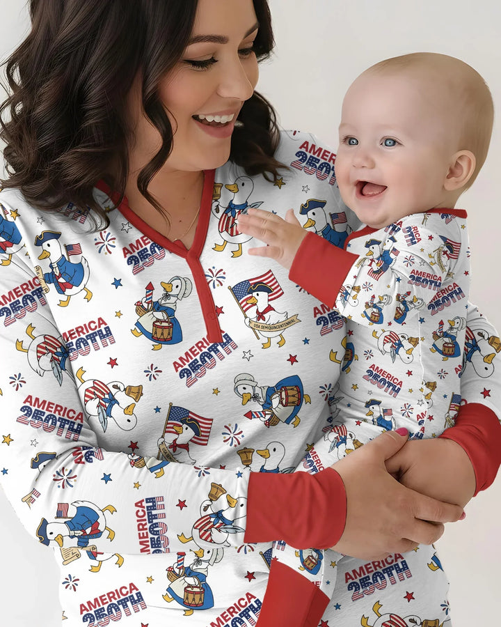 Patriotic Goose Celebrating 250 Years Bamboo Women Pajama Set