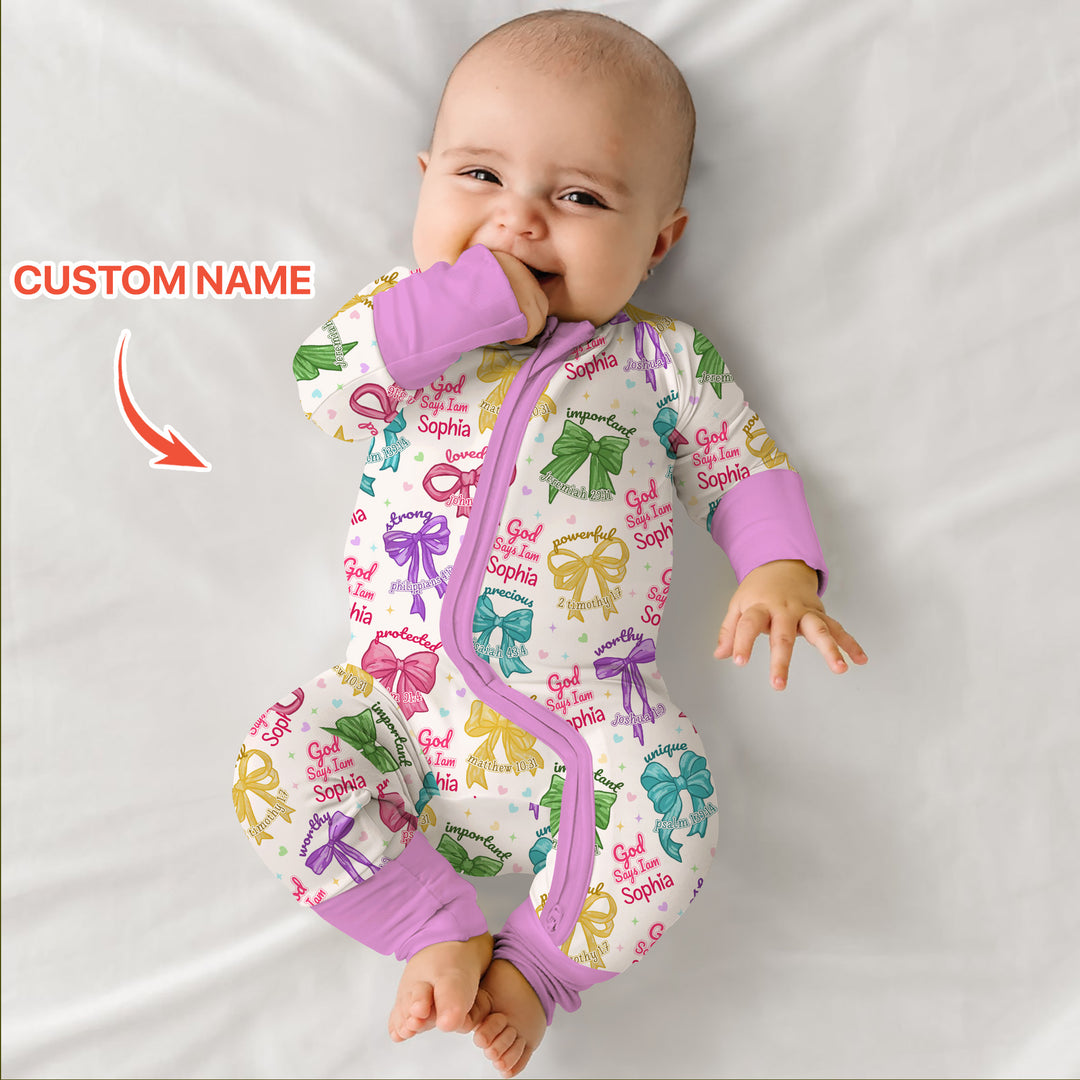 God Says I Am Bow Blessings Custom Name Convertible Zippy