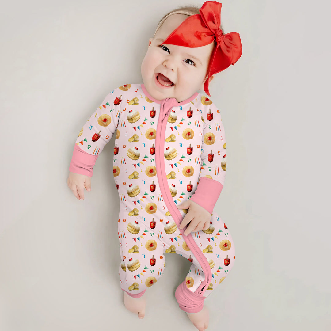 Hanukkah Donuts Convertible Zippy , Hanukkah Donuts Convertible Zippy - 0-3M / Blue