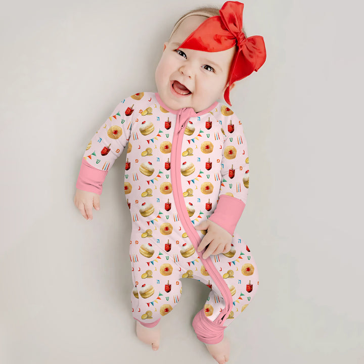 Hanukkah Donuts Convertible Zippy , Hanukkah Donuts Convertible Zippy - 0-3M / Blue