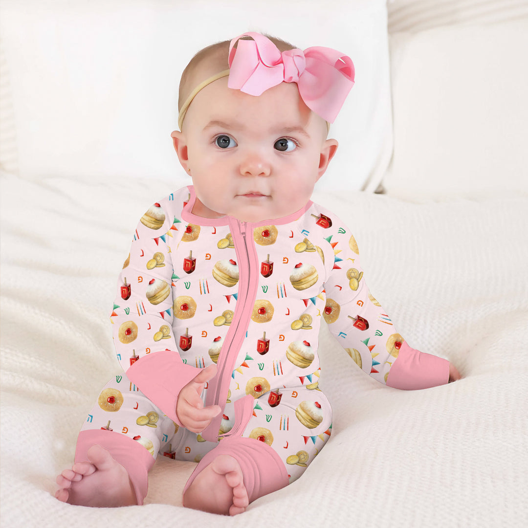 Hanukkah Donuts Convertible Zippy , Hanukkah Donuts Convertible Zippy - 0-3M / Blue