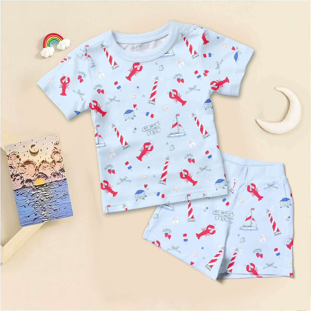 East Coast Two Piece Short Sleeve Shorts Pajama Set