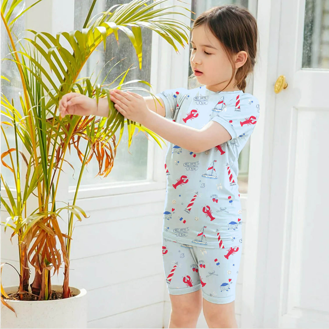 East Coast Two Piece Short Sleeve Shorts Pajama Set