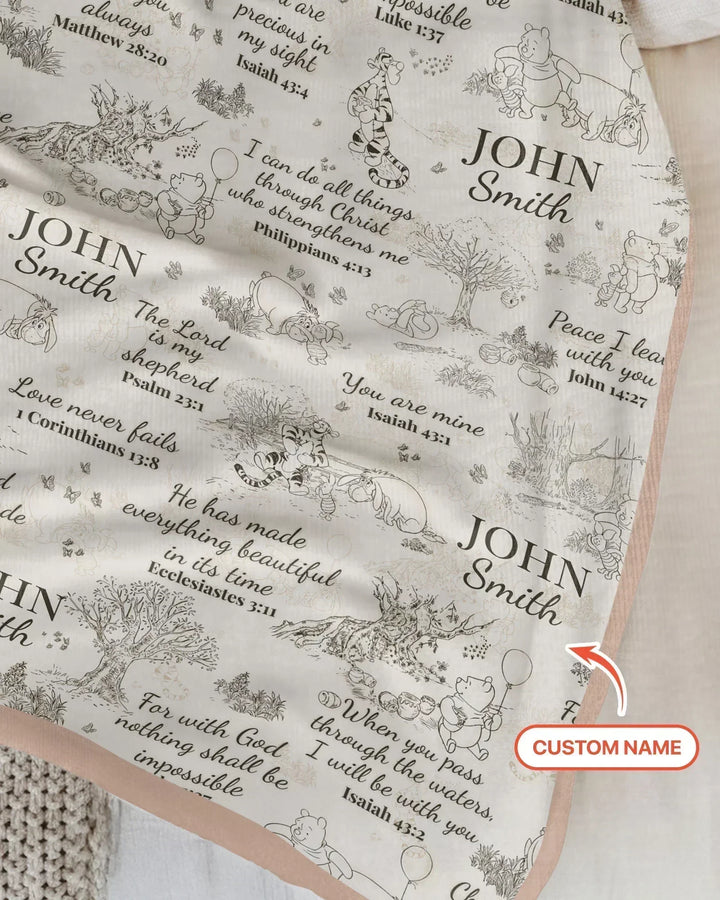 Manta de bambú personalizada con versículo bíblico del Oso Clásico