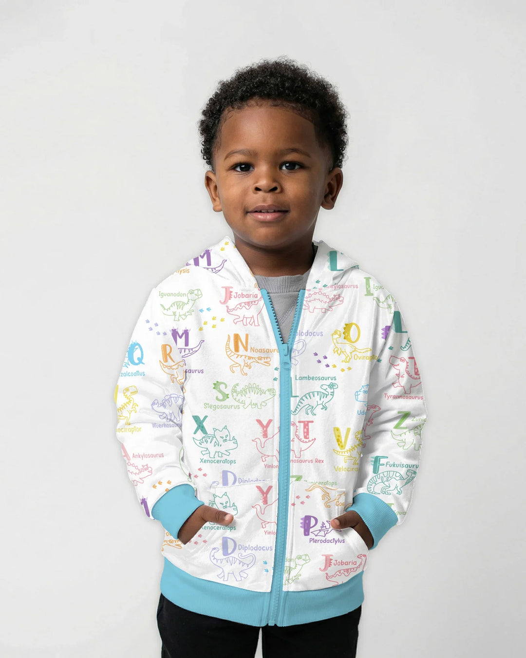 Dino Alphabet ABC Bamboo Zip Hoodie