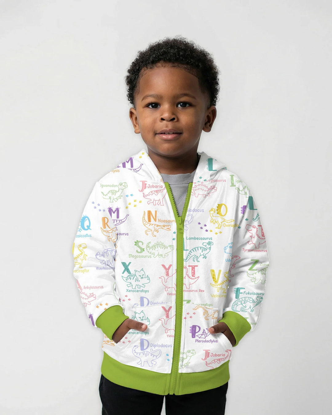 Dino Alphabet ABC Bamboo Zip Hoodie