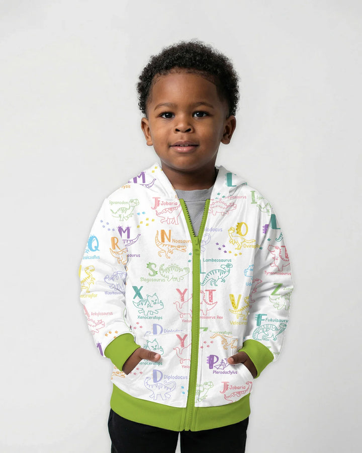 Dino Alphabet ABC Bamboo Zip Hoodie