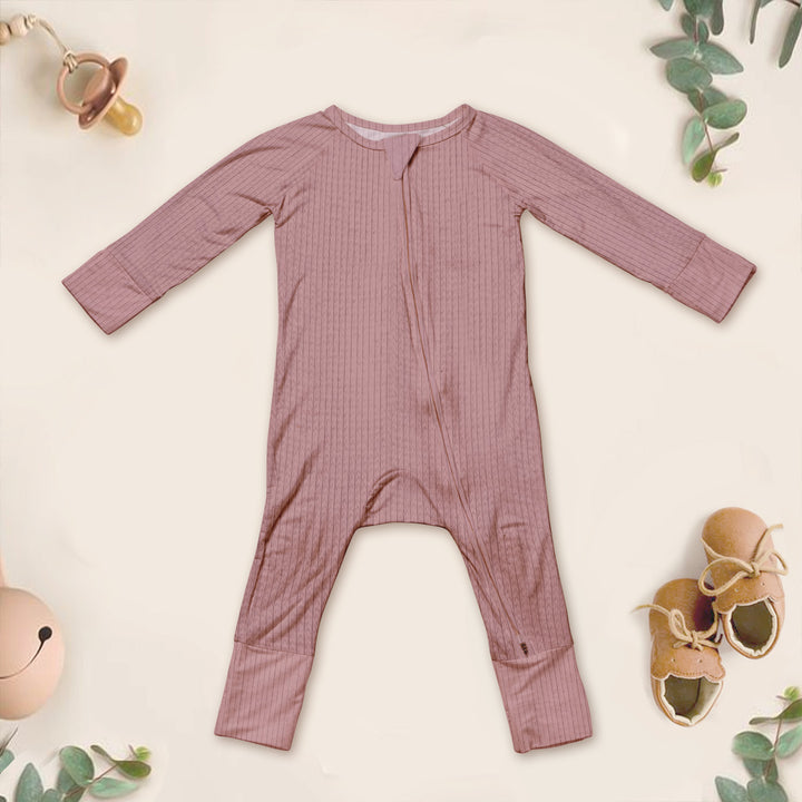 Dusty Pink Ribbed Bamboo Baby Clothing – Soft and Elegant