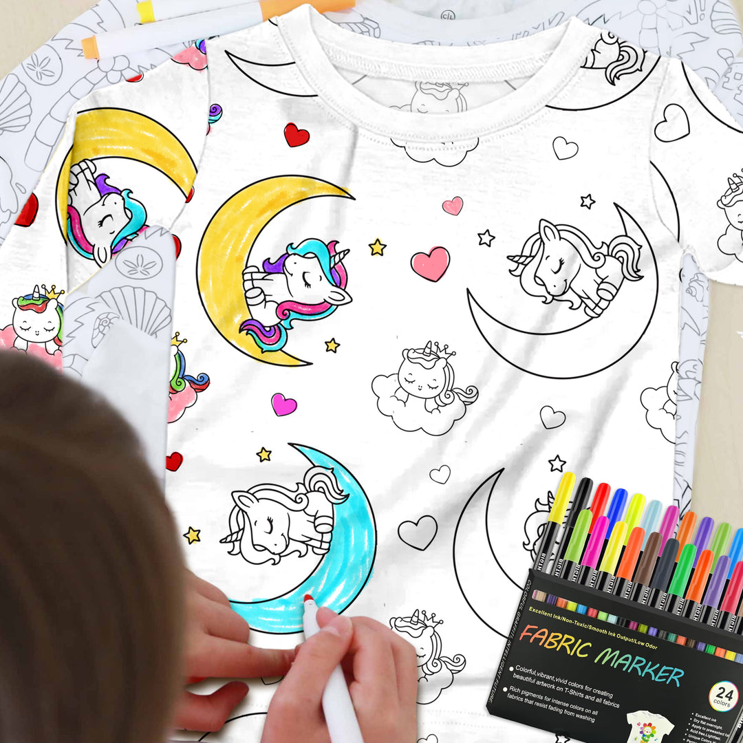 DIY Coloring Unicorn & Princess Pajamas