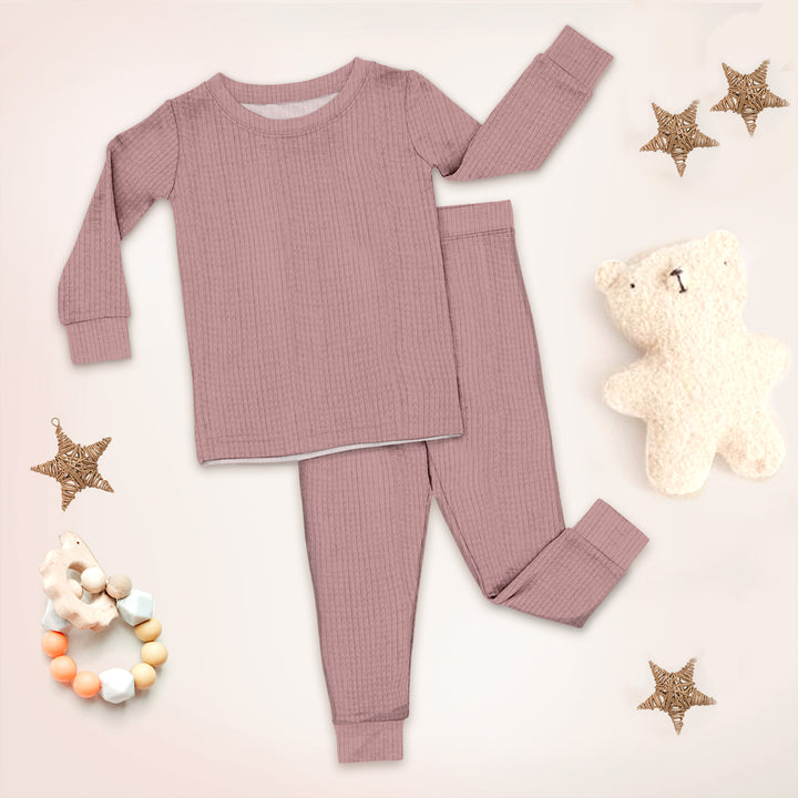 Dusty Pink Ribbed Bamboo Baby Clothing – Soft and Elegant