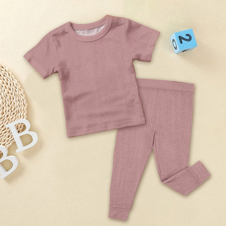 Dusty Pink Ribbed Bamboo Baby Clothing – Soft and Elegant