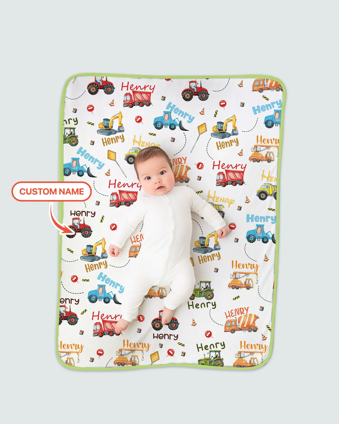 Construction Vehicles Custom Name Blanket