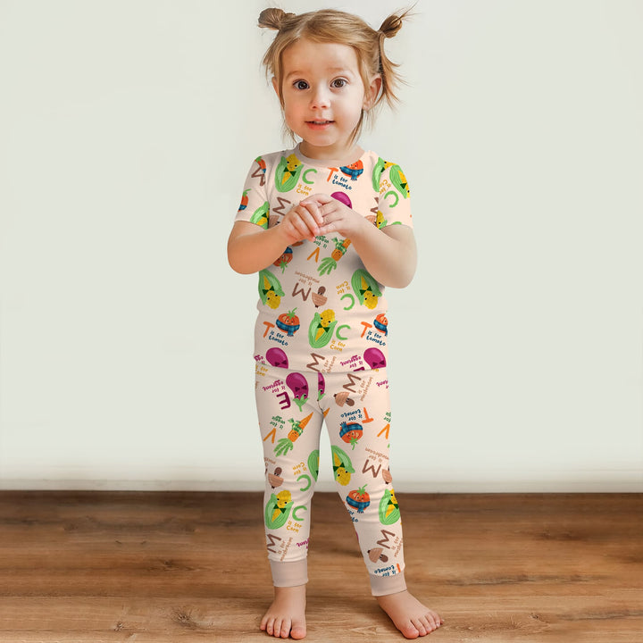 Veggie Letter Two Piece Short Sleeve Pajama Set
