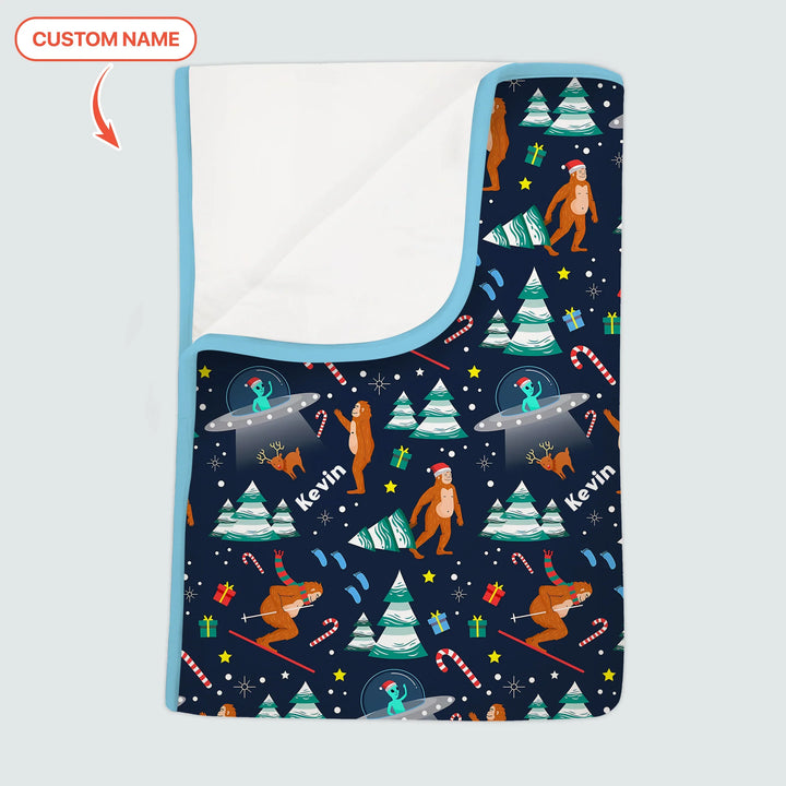 Custom Christmas Bigfoot Toddler Blanket